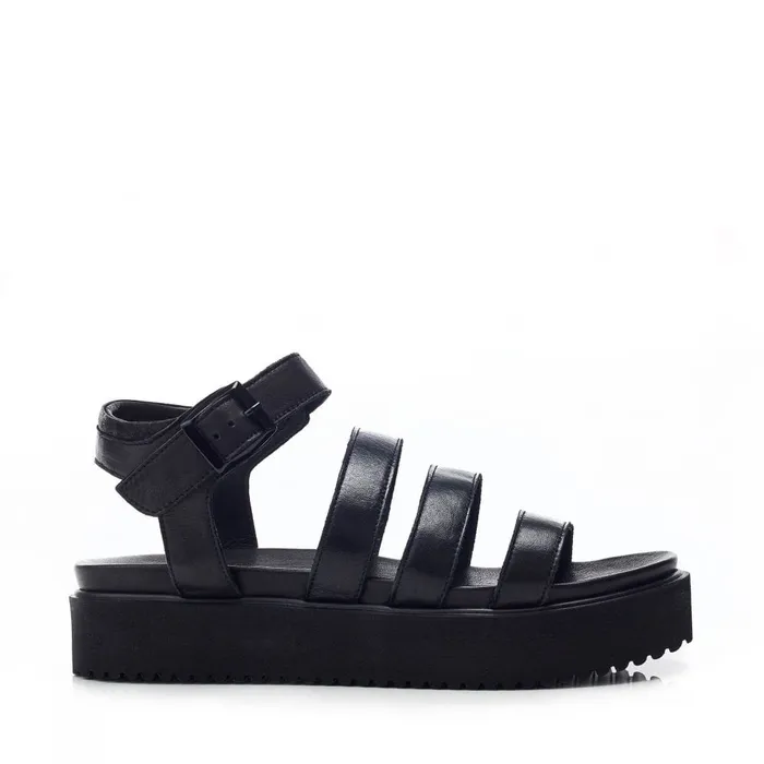 Flatform Sandals Women Moda In Pelle Bsoleful BRocker Black Leather