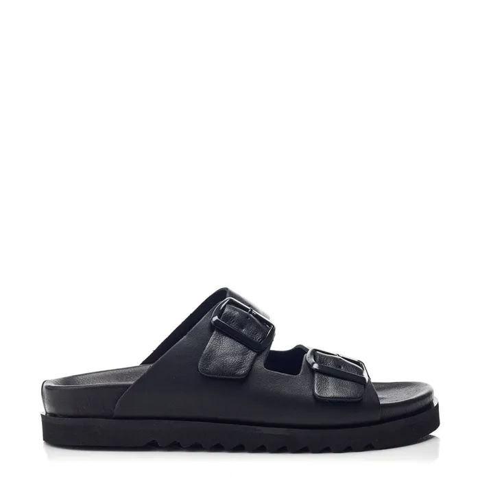 Flatform Sandals Women Moda In Pelle Bsoleful BSlidey Black Leather