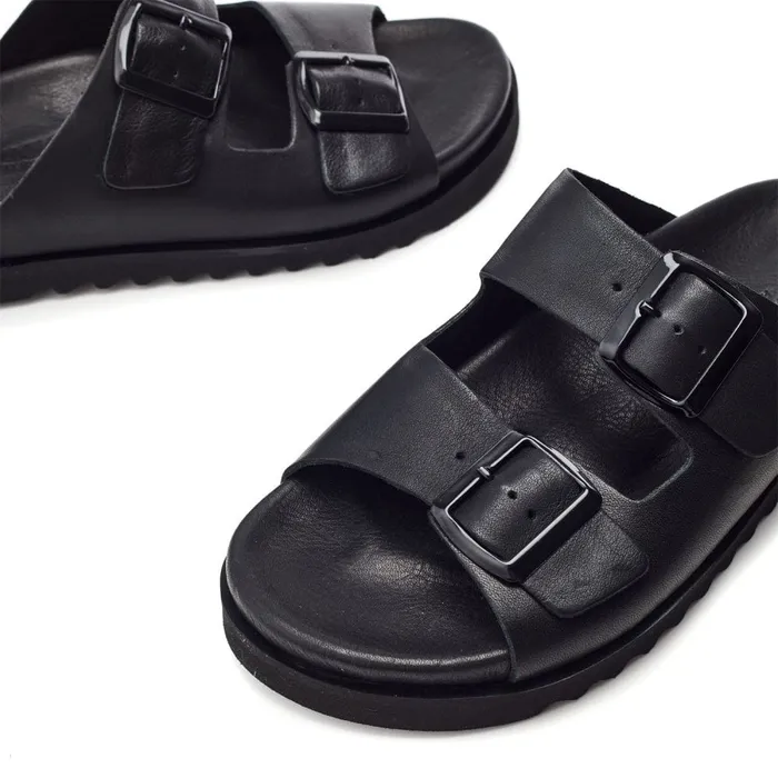 Flatform Sandals Women Moda In Pelle Bsoleful BSlidey Black Leather