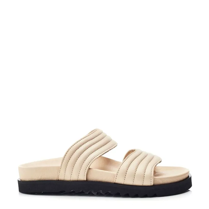 Flatform Sandals Women Moda In Pelle Bsoleful BStrider Beige Leather