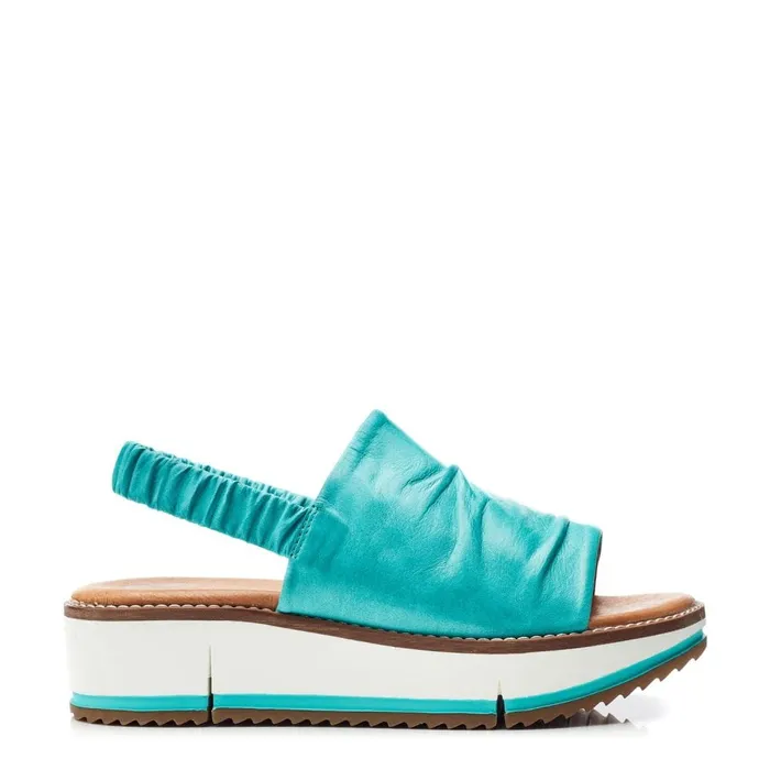 Flatform Sandals Women Moda In Pelle Prasha Turquoise Leather