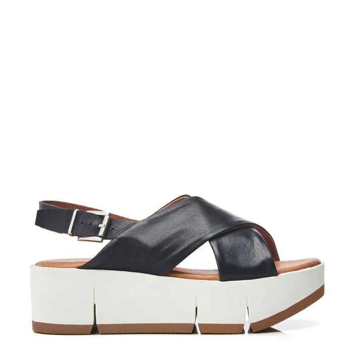 Flatform Sandals Women Moda In Pelle Ritika Black Leather