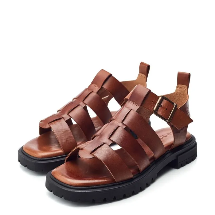 Flatform Sandals Women Moda In Pelle Shoon Sh Inshore Tan Leather