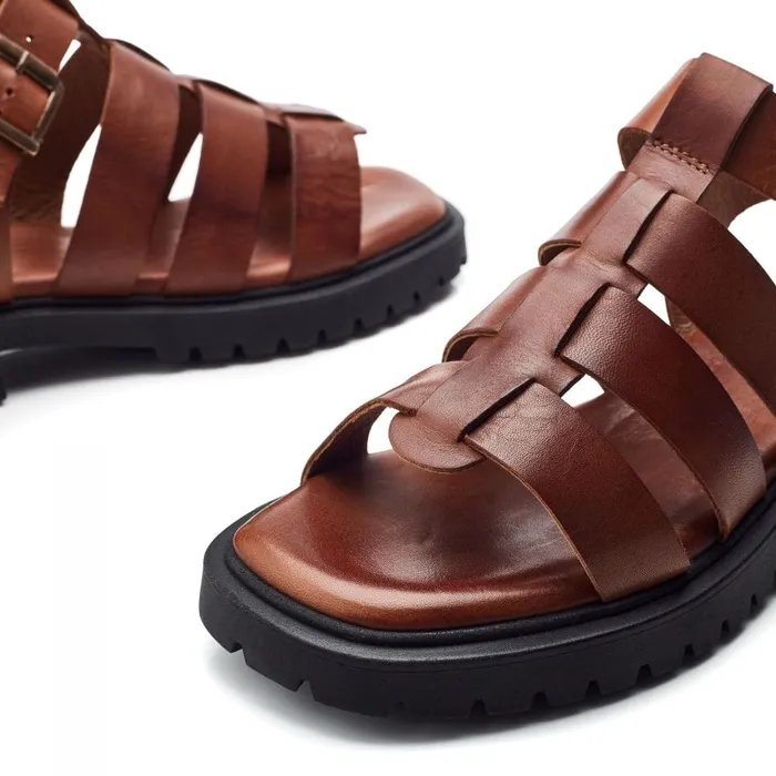 Flatform Sandals Women Moda In Pelle Shoon Sh Inshore Tan Leather