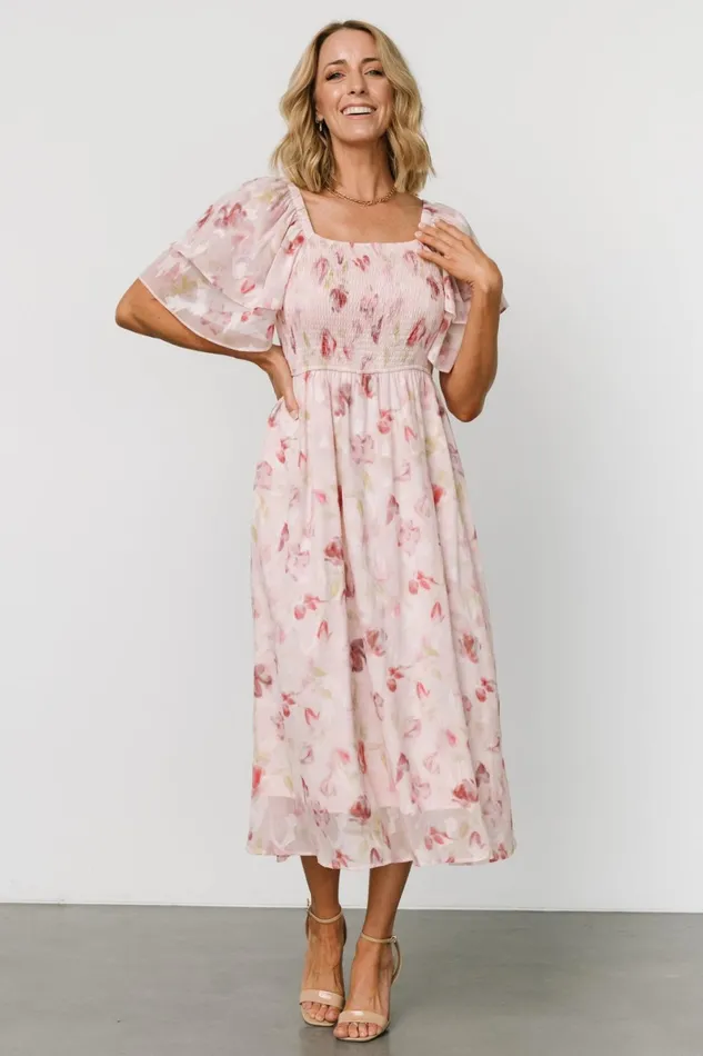 Flora Midi Dress Blush Print Women Baltic Born Midi Dresses