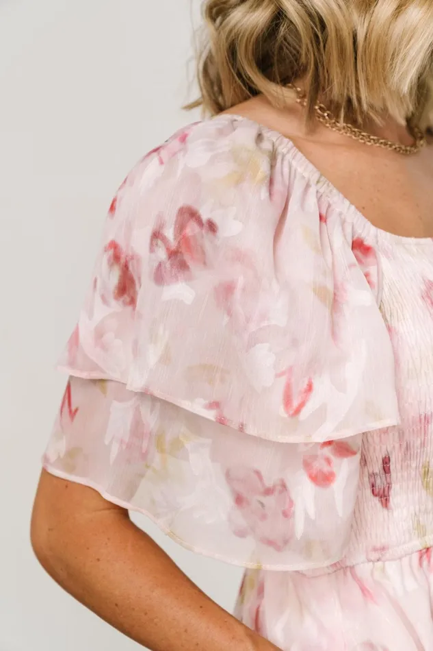 Flora Midi Dress Blush Print Women Baltic Born Midi Dresses Flora Midi Dress Blush Print Women Baltic Born Midi Dresses