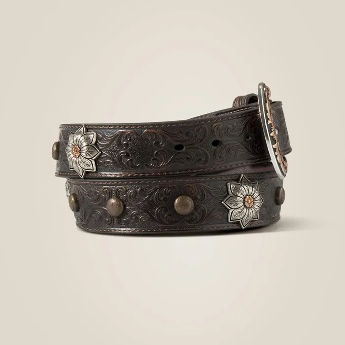 Flower Medallion Belt Brown Women Ariat Belts Flower Medallion Belt Brown Women Ariat Belts