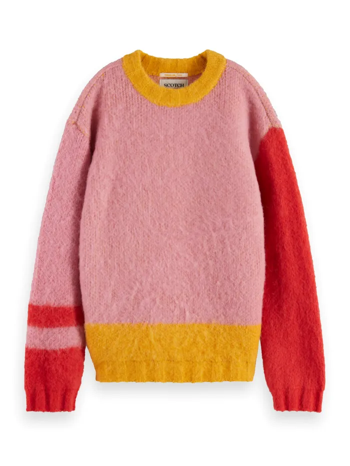 FLUFFY COLOUR BLOCK PULLOVER Colourblock Kids Scotch and Soda Knitwear