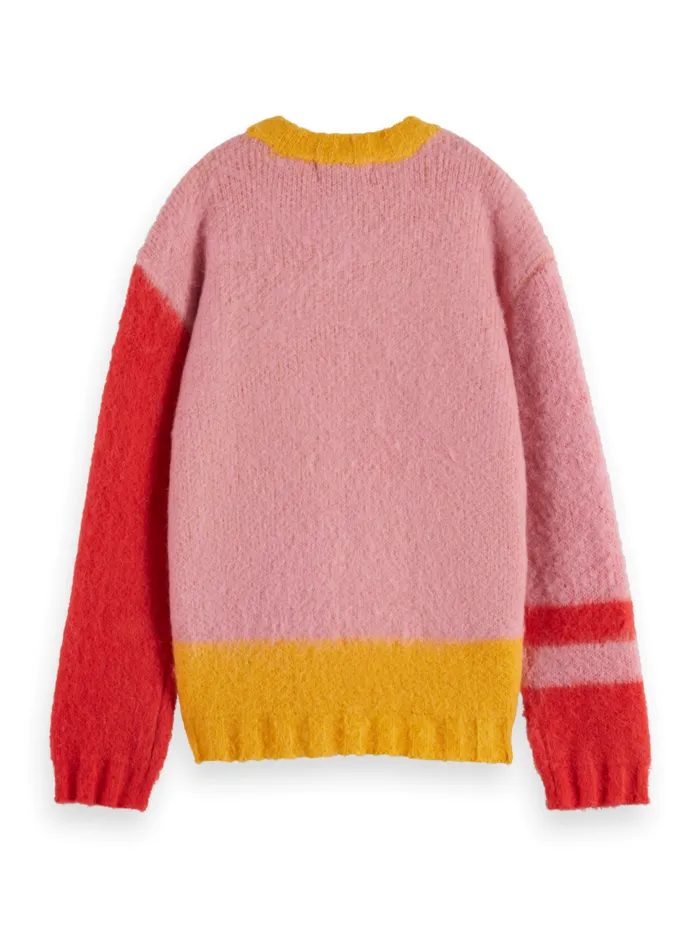 FLUFFY COLOUR BLOCK PULLOVER Colourblock Kids Scotch and Soda Knitwear