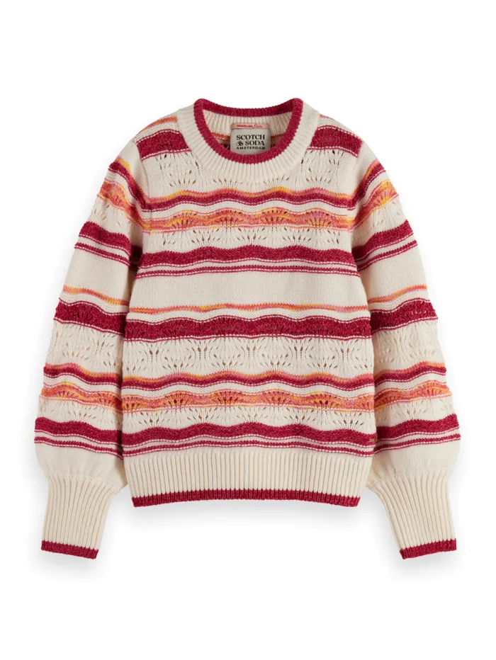 FLUFFY MULTISTRIPE PULLOVER Bohemian Stripe Kids Scotch and Soda Knitwear