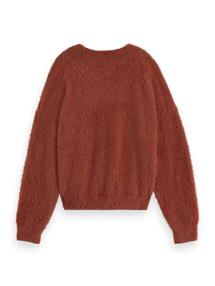 FLUFFY VNECK RELAXED PULLOVER Rust Women Scotch and Soda Knitwear