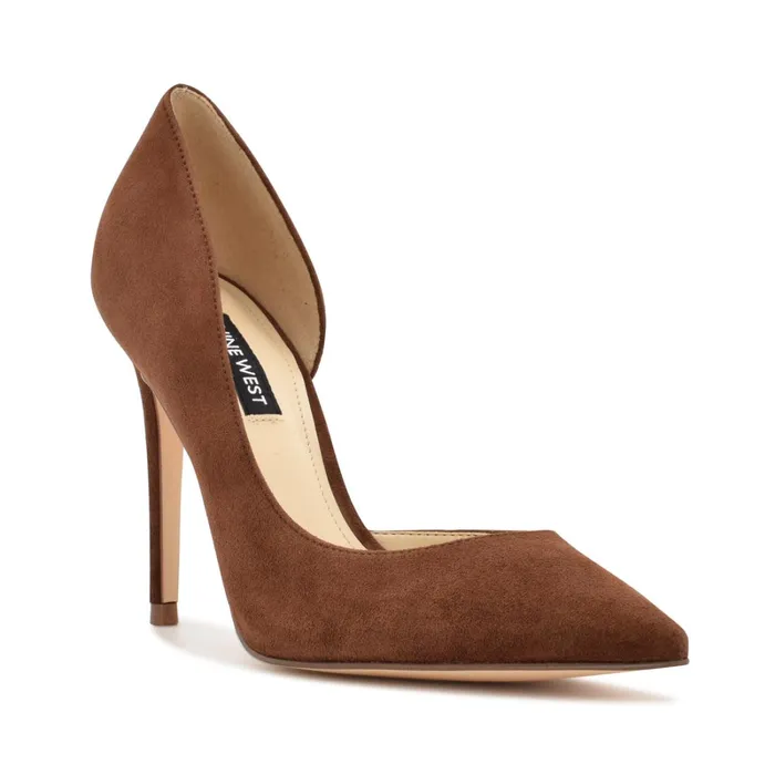 Folowe D039orsay Pointy Toe Pumps Medium Brown Suede Women Nine West Pumps