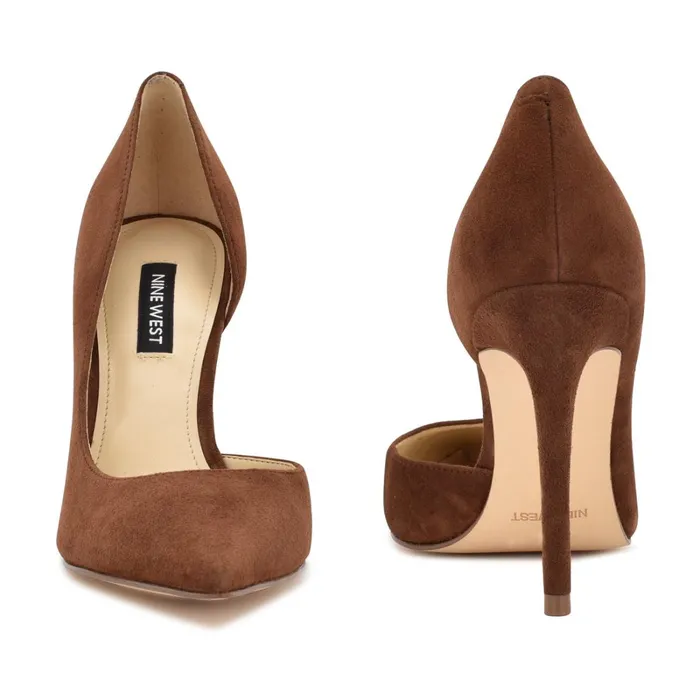 Folowe D039orsay Pointy Toe Pumps Medium Brown Suede Women Nine West Pumps
