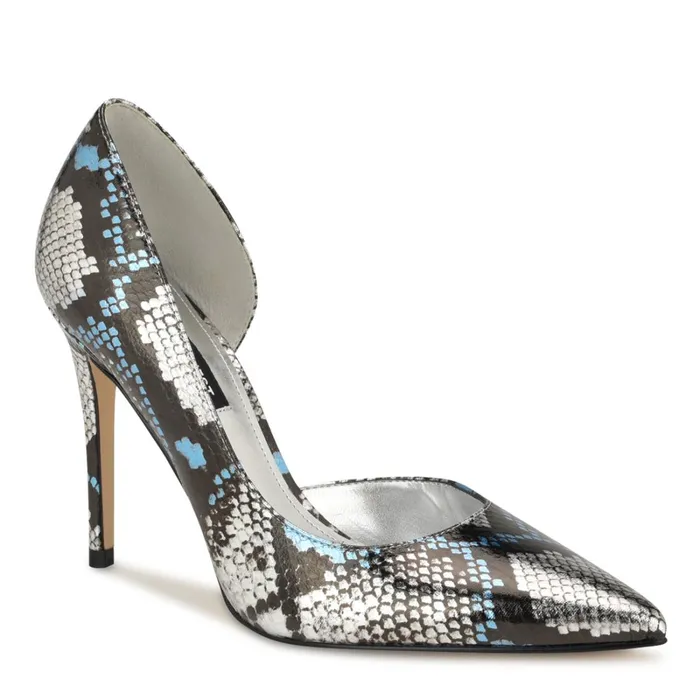 Folowe D039orsay Pointy Toe Pumps Silverblue Snake Women Nine West Pumps