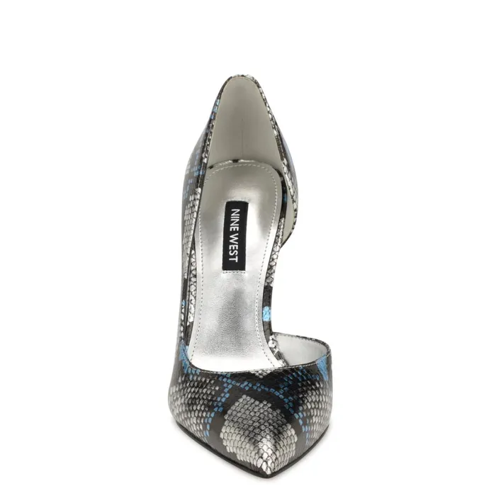 Folowe D039orsay Pointy Toe Pumps Silverblue Snake Women Nine West Pumps