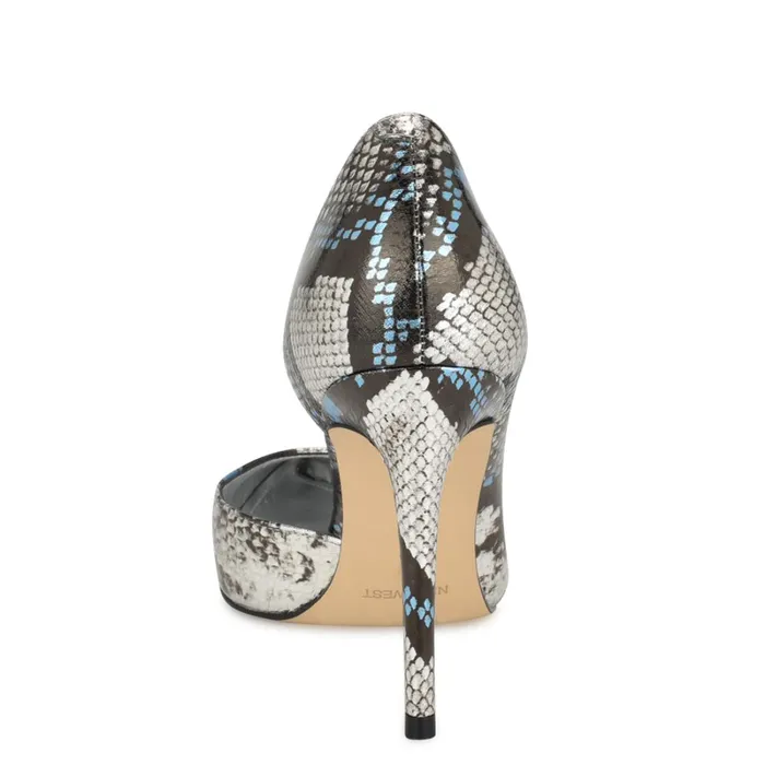 Folowe D039orsay Pointy Toe Pumps Silverblue Snake Women Nine West Pumps