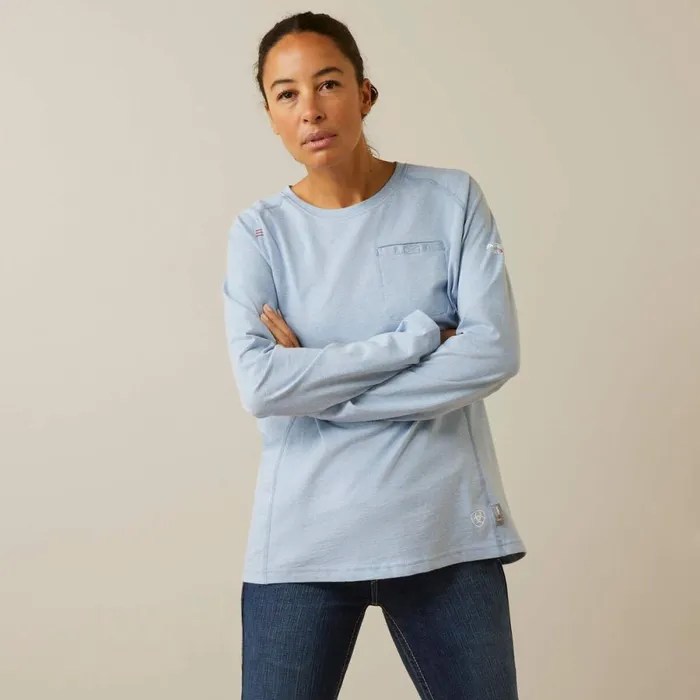 FR Air Crew TShirt Colony Blue Spacedye Women Ariat TShirts and Tops
