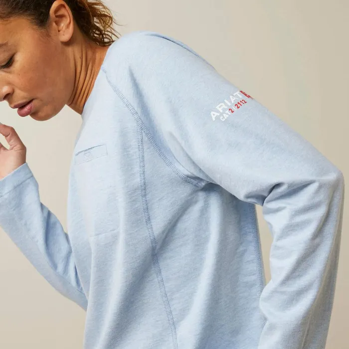 FR Air Crew TShirt Colony Blue Spacedye Women Ariat TShirts and Tops FR Air Crew TShirt Colony Blue Spacedye Women Ariat TShirts and Tops