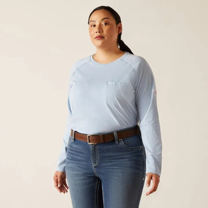 FR Air Crew TShirt Colony Blue Spacedye Women Ariat TShirts and Tops FR Air Crew TShirt Colony Blue Spacedye Women Ariat TShirts and Tops