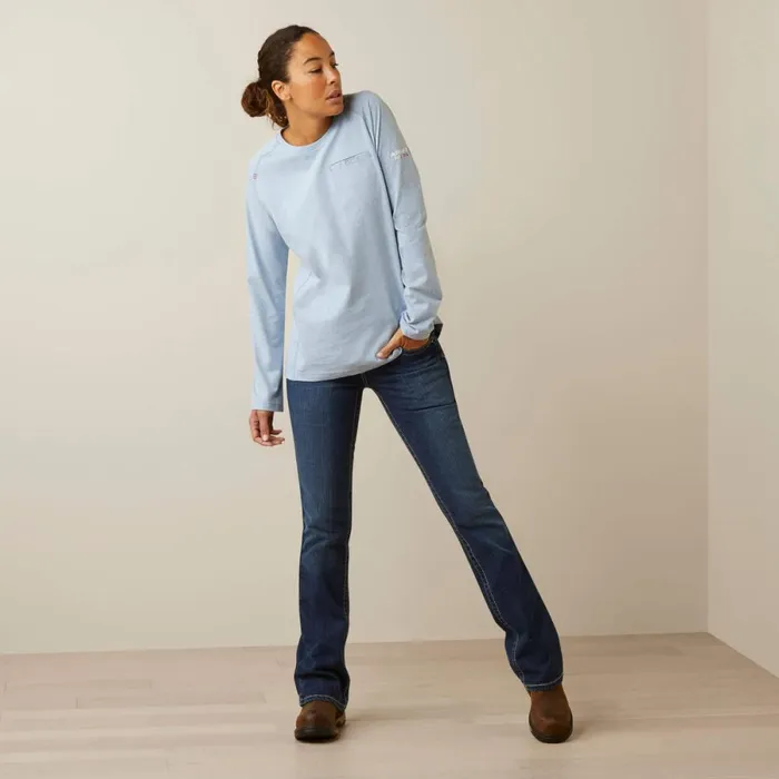 FR Air Crew TShirt Colony Blue Spacedye Women Ariat TShirts and Tops FR Air Crew TShirt Colony Blue Spacedye Women Ariat TShirts and Tops