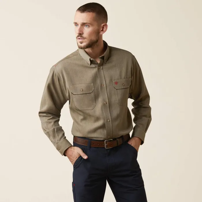 FR Air Inherent Work Shirt Khaki Heather Men Ariat Button Down Shirts