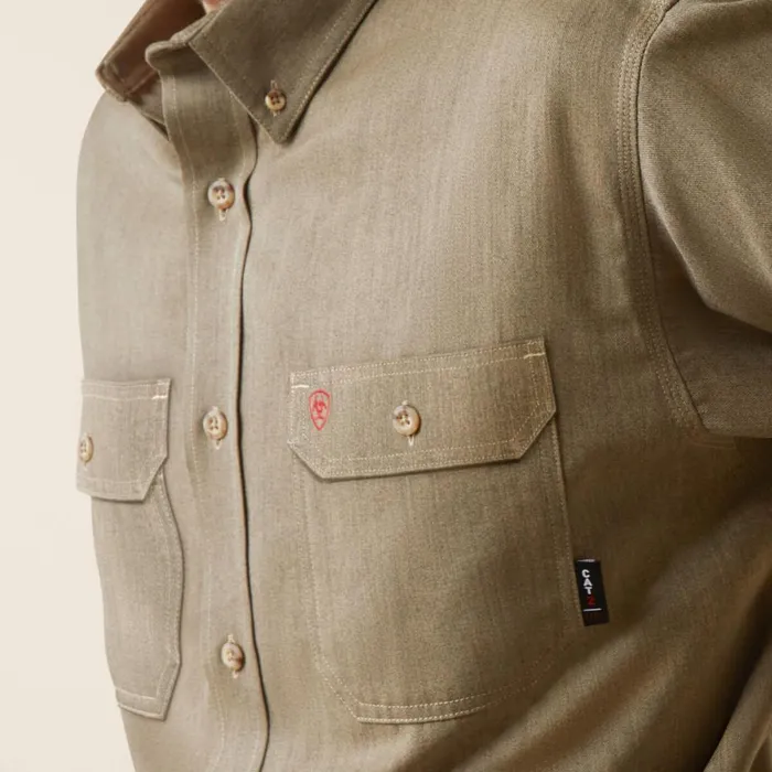 FR Air Inherent Work Shirt Khaki Heather Men Ariat Button Down Shirts FR Air Inherent Work Shirt Khaki Heather Men Ariat Button Down Shirts