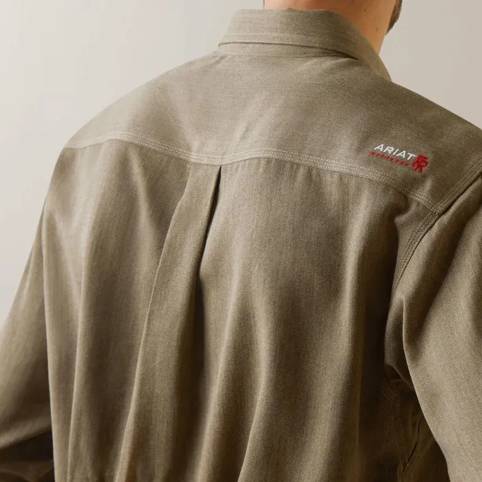 FR Air Inherent Work Shirt Khaki Heather Men Ariat Button Down Shirts FR Air Inherent Work Shirt Khaki Heather Men Ariat Button Down Shirts