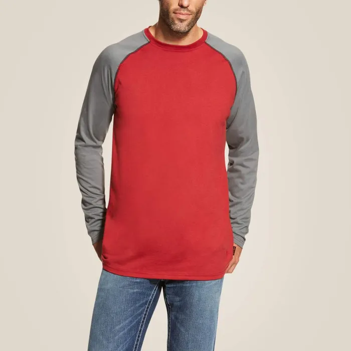 FR Baseball TShirt Reddk Grey Men Ariat TShirts and Polos