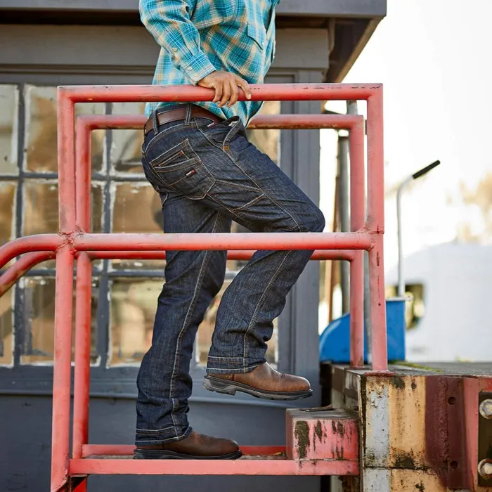 FR M4 Relaxed Stretch Duralight Workhorse Stackable Straight Leg Jean Dark Washrinse Men Ariat Denim FR M4 Relaxed Stretch Duralight Workhorse Stackable Straight Leg Jean Dark Washrinse Men Ariat Denim