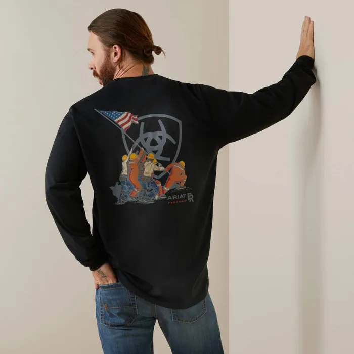 FR Raising The Flag TShirt Black Men Ariat TShirts and Polos