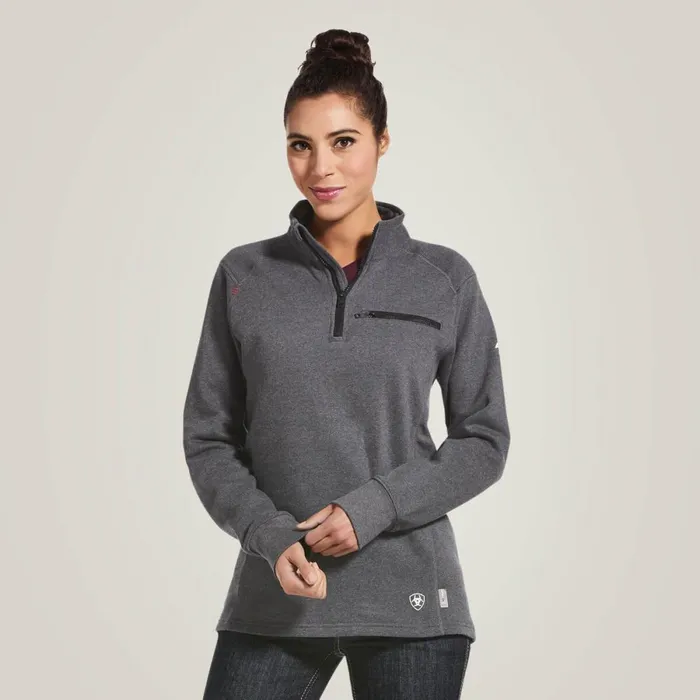 FR Rev 14 Zip Top Charcoal Heather Women Ariat Workwear