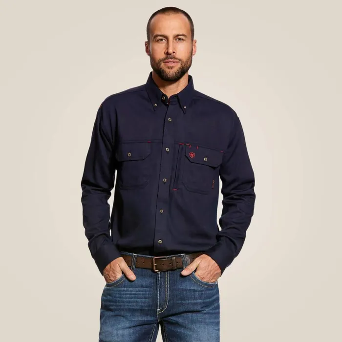 FR Solid Vent Work Shirt Navy Men Ariat Workwear