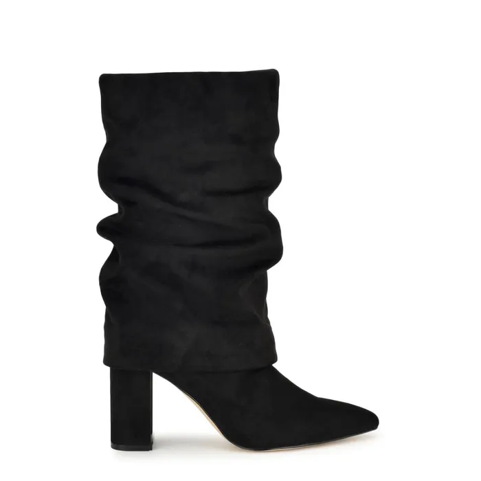 Francis Block Heel Cuff Boots Black Women Nine West Boots and Booties