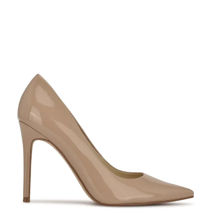 Fresh Pointy Toe Pumps Antique Taupe Patent Women Nine West High