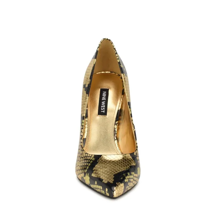 Fresh Pointy Toe Pumps Gold Snake Women Nine West Pumps