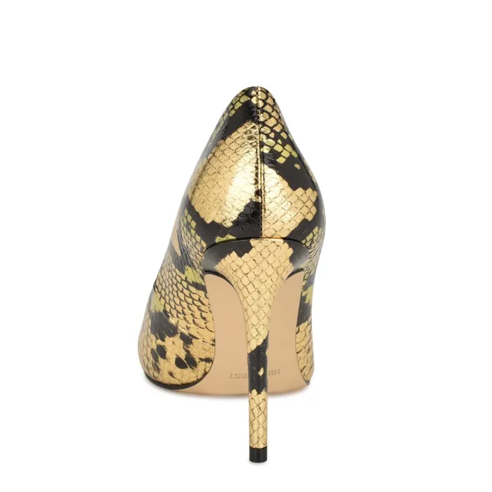 Fresh Pointy Toe Pumps Gold Snake Women Nine West Pumps