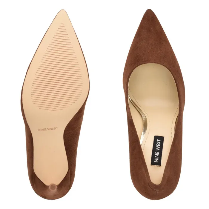 Fresh Pointy Toe Pumps Medium Brown Suede Women Nine West Pumps