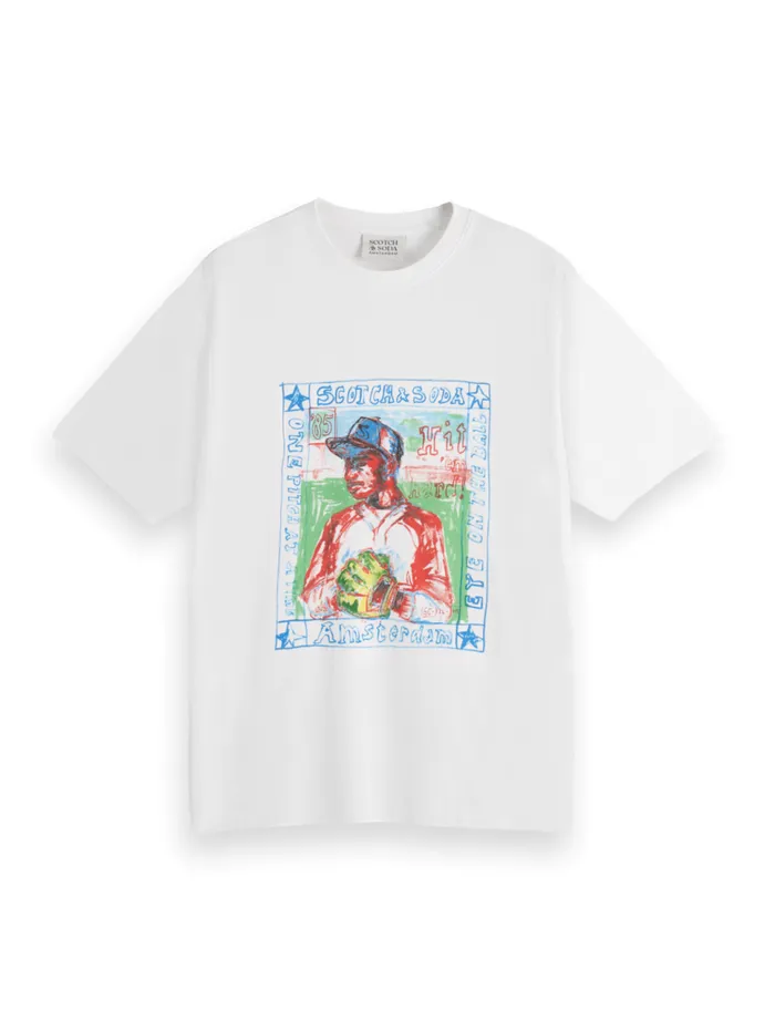 Front Chest Artwork Relaxed Fit Tshirt White Men Scotch and Soda TShirts and Polo Shirts Front Chest Artwork Relaxed Fit Tshirt White Men Scotch and Soda TShirts and Polo Shirts