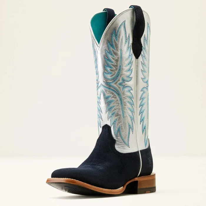 Frontier Calamity Jane Western Boot Polo Blue Roughoutelectric Silver Women Ariat Western Boots