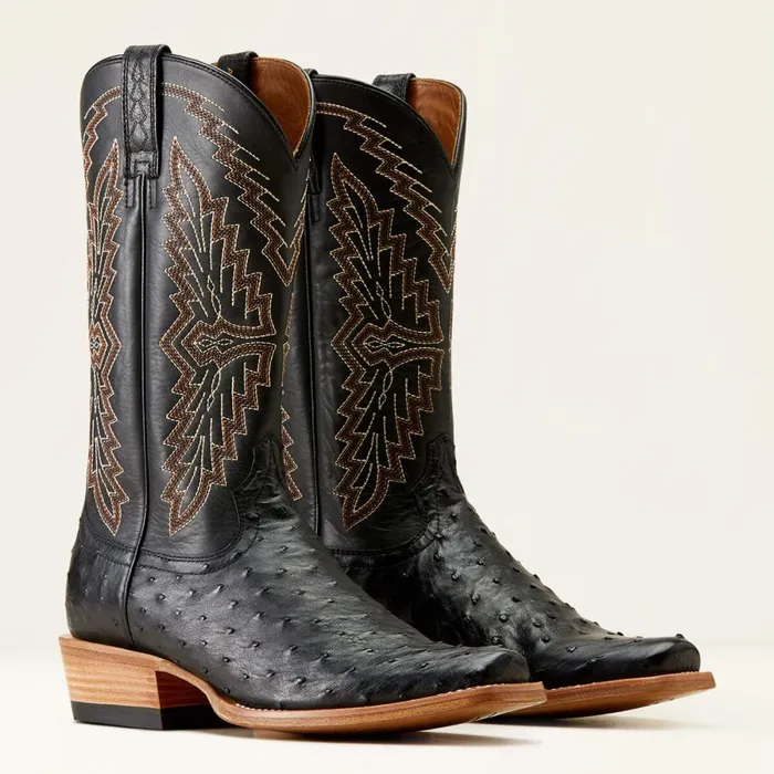 Futurity Done Right Cowboy Boot Black Full Quill Ostrichinkwell Men Ariat Western Boots