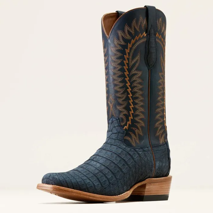 Futurity Finalist Cowboy Boot Navy Sueded Caiman Bellypremium Denim Men Ariat Western Boots