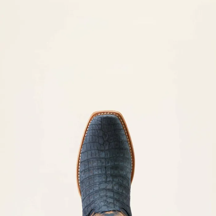 Futurity Finalist Cowboy Boot Navy Sueded Caiman Bellypremium Denim Men Ariat Western Boots
