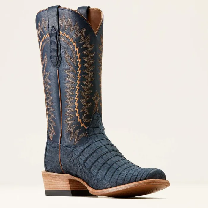 Futurity Finalist Cowboy Boot Navy Sueded Caiman Bellypremium Denim Men Ariat Western Boots