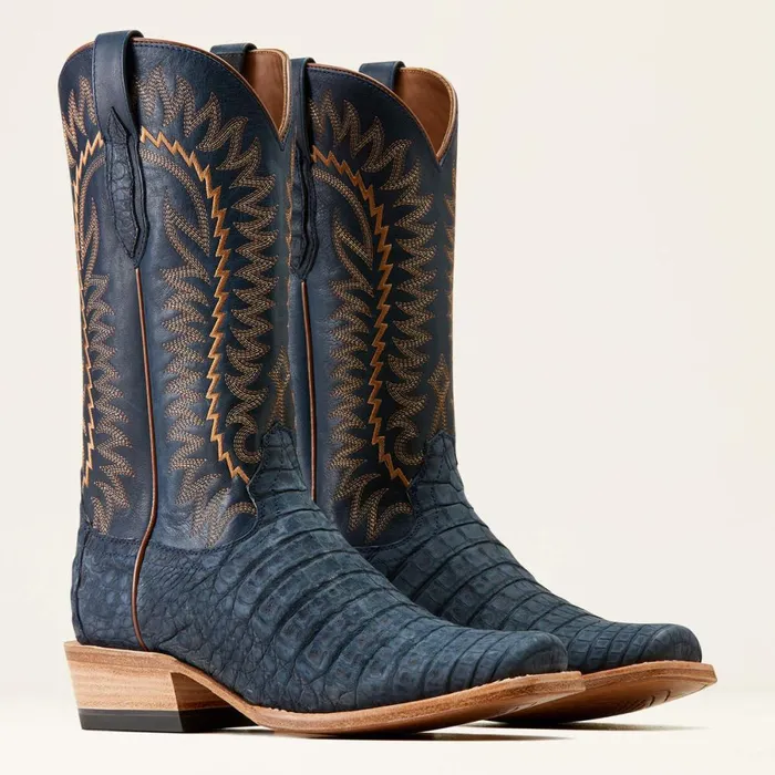 Futurity Finalist Cowboy Boot Navy Sueded Caiman Bellypremium Denim Men Ariat Western Boots
