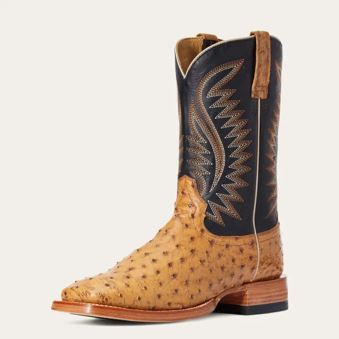 Gallup Western Boot Tan Full Quill Ostrich Men Ariat Western Boots