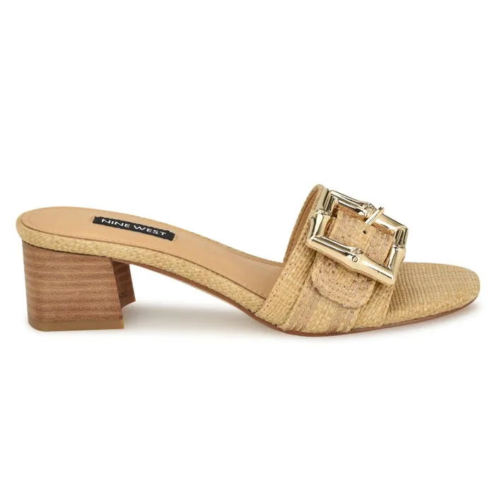 Garta Buckle Slide Sandals Light Natural Raffia Women Nine West Sandals