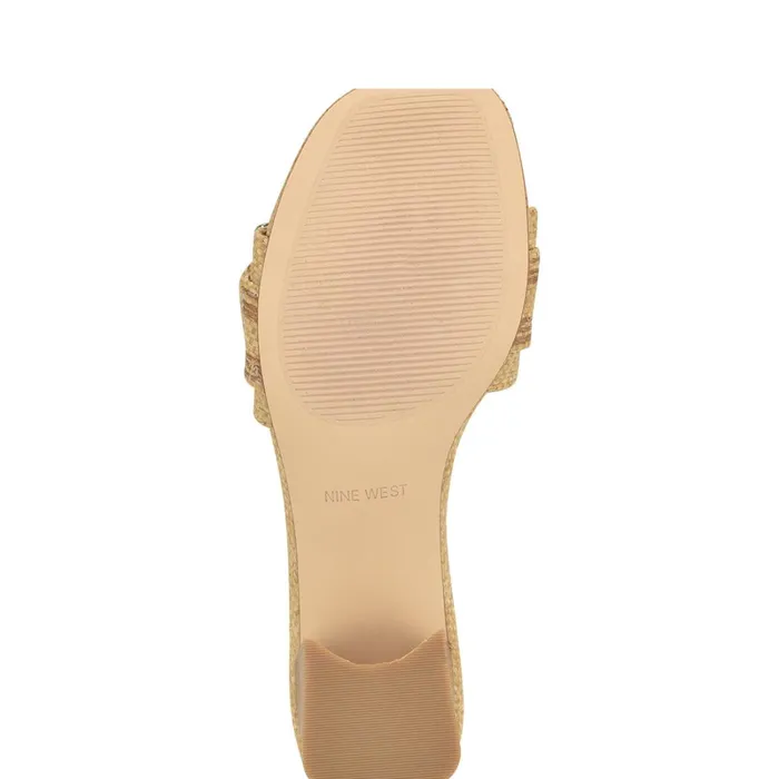 Garta Buckle Slide Sandals Light Natural Raffia Women Nine West Sandals