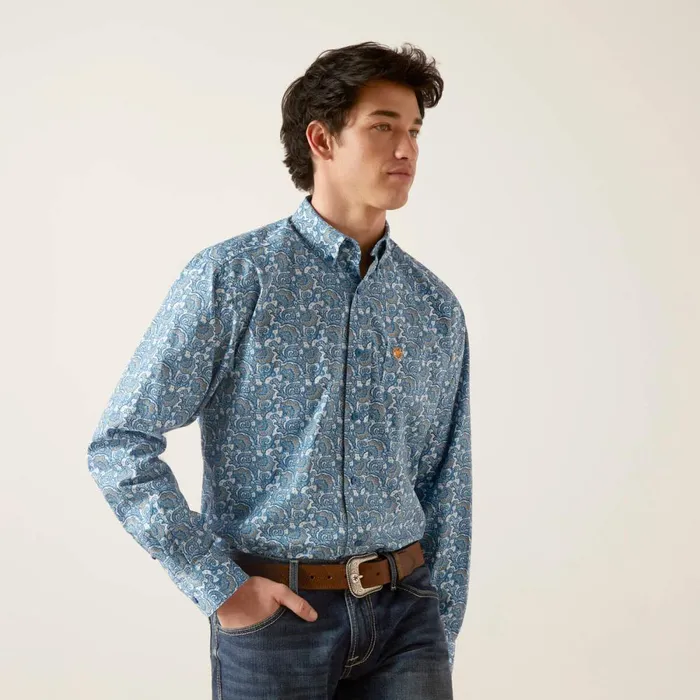 Gentry Classic Fit Shirt Sky Blue Men Ariat Button Down Shirts