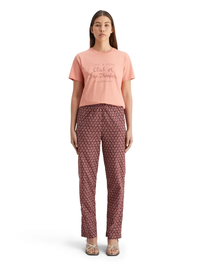 Gia Block Print Pull On Pant Geo Flower Bordeaux Women Scotch and Soda Pants