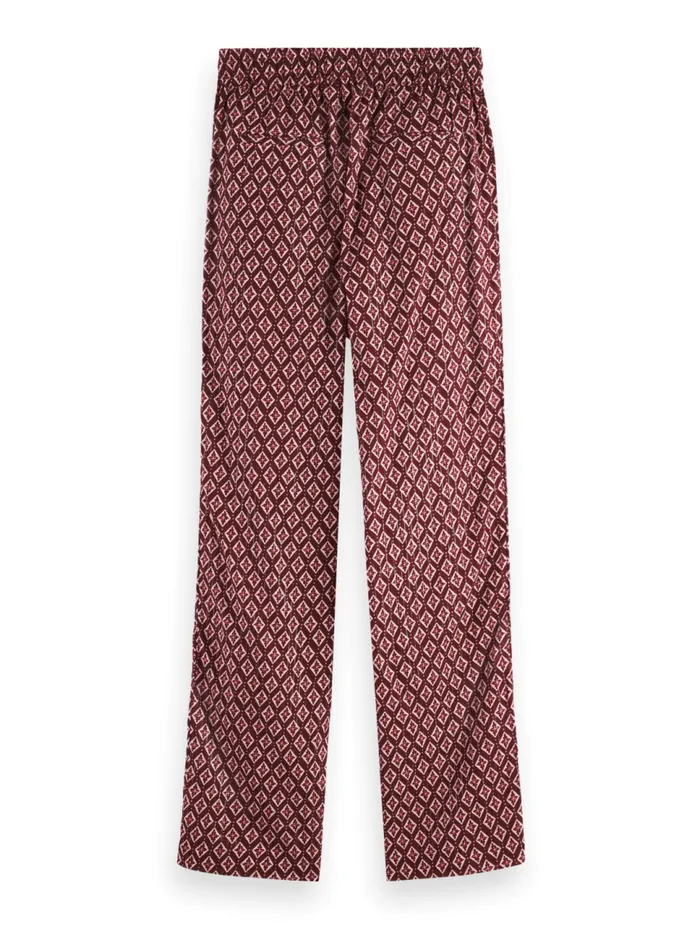 Gia Block Print Pull On Pant Geo Flower Bordeaux Women Scotch and Soda Pants Gia Block Print Pull On Pant Geo Flower Bordeaux Women Scotch and Soda Pants